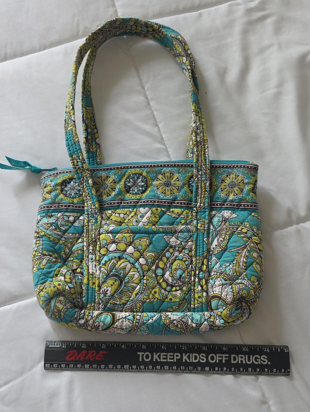 Vera Bradley Turquoise Floral Paisley Quilted Tote